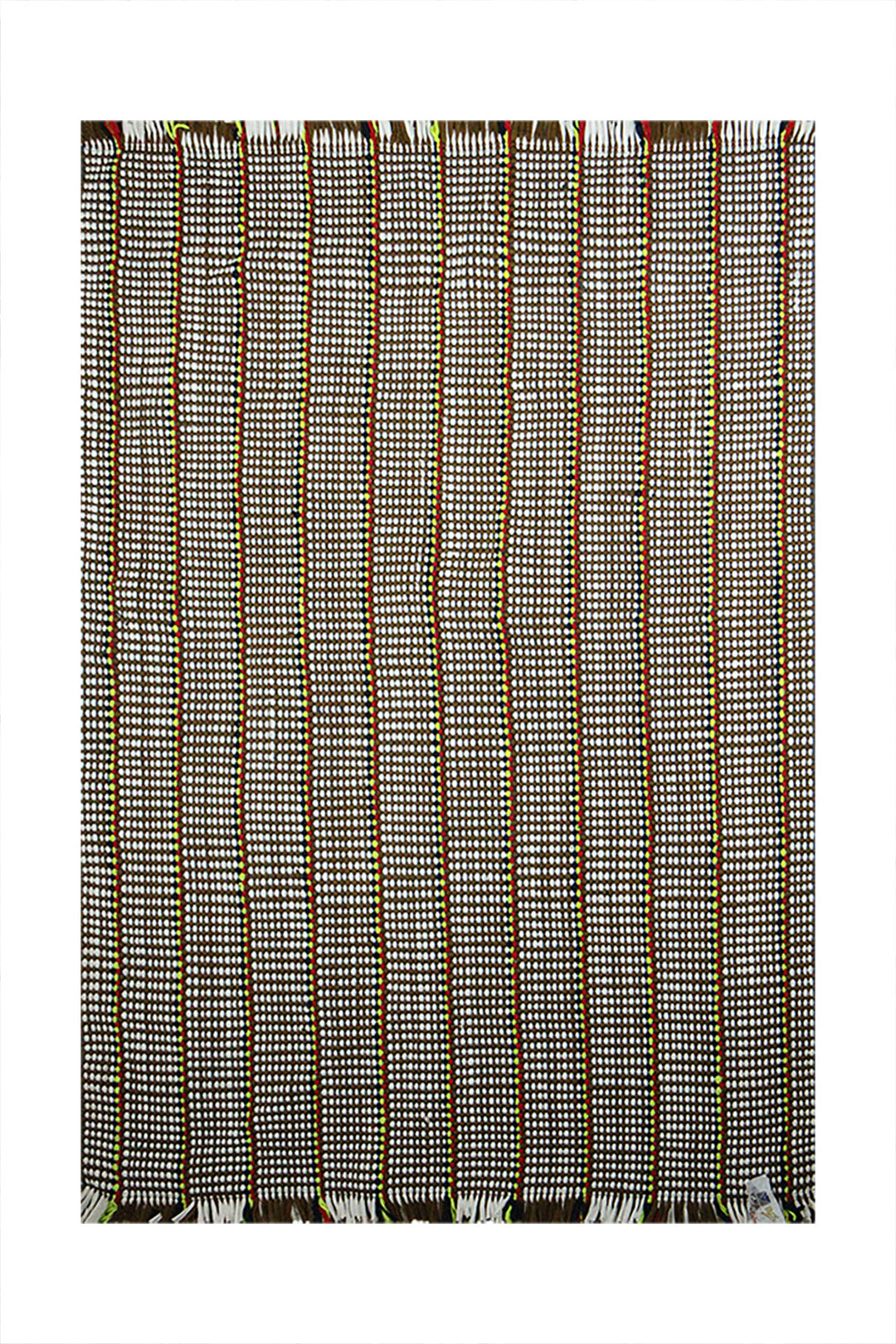 Hand Woven Modern Khaddi Rug - 3.9 x 5.9 FT - Brown and White