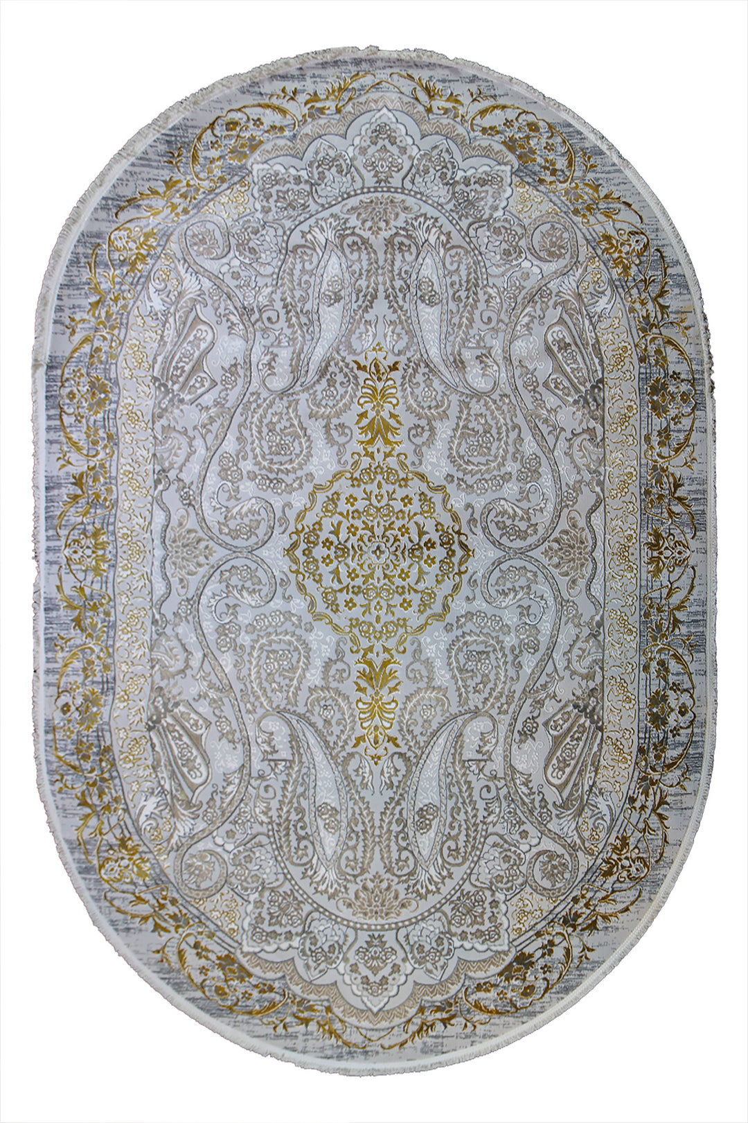 Turkish Modern Festival WD Oval Rug  - 6.5 x 9.5 FT - Gray -  Luxurious Woven Masterpiece 50% Off!