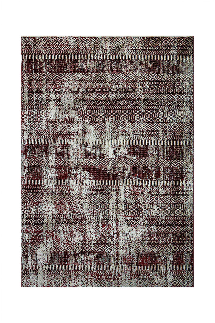 Turkish Matrix Rug - 3.9 x 5.5 FT - Red - Contemporary Abstract Elegance with Premium Quality