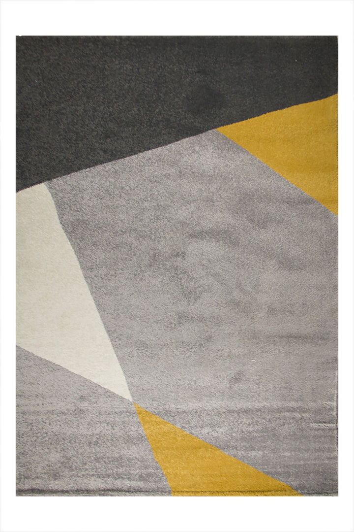 Turkish Modern Festival WD Rug - 4.9 x 6.5 FT - Gray and Yellow - Sleek and Minimalist for Chic Interiors