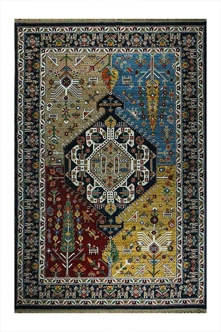 Iranian Rhyton Rugs-Wd Rug - 6.5 x 9.8 FT - Blue - Resilient Construction for Long-Lasting Use