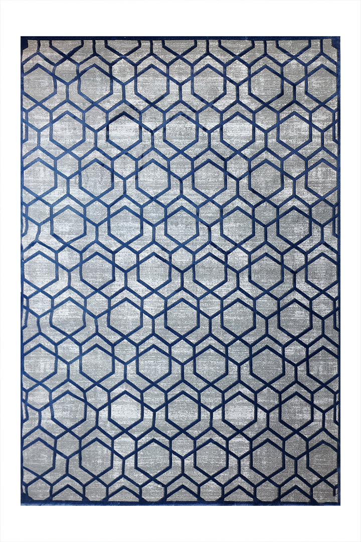 Turkish Modern Festival-1 Rug - 6.5 x 9.5  FT - Gray and Blue  Superior Comfort, Modern Style Accent Rugs