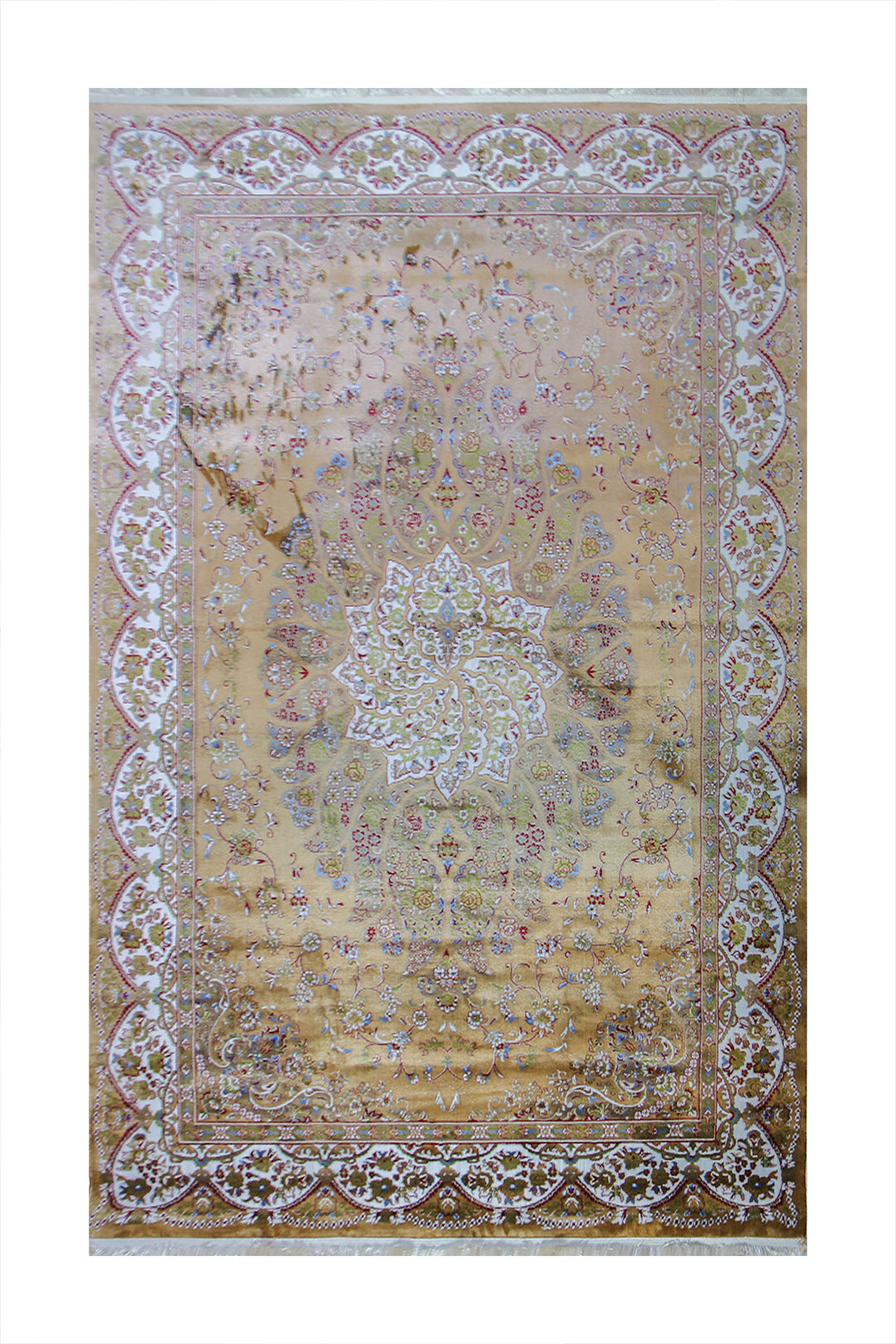 Turkish Modern  Festival Wd Rug  - 6.5 x 9.8 FT - Beige and Gold -  Luxurious Woven Masterpiece 50% Off!