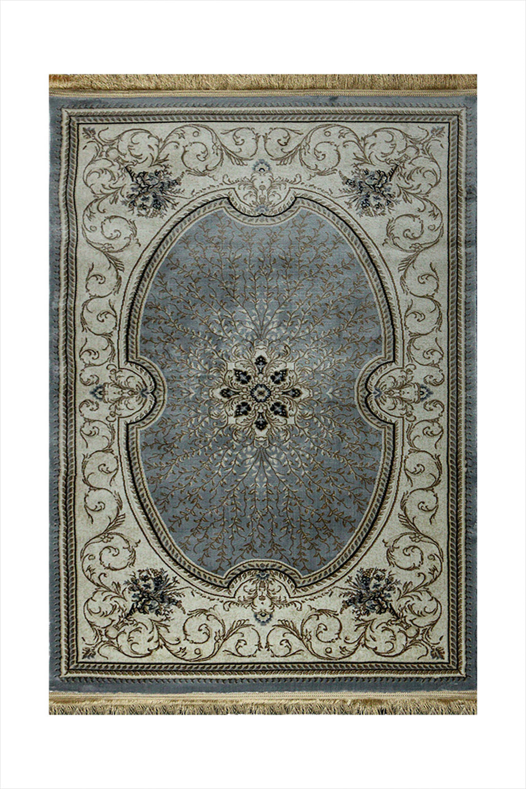 Classical Turkish Topaz Rug - 3.9 x 5.5 FT - Gray - Resilient Construction for Long-Lasting Use