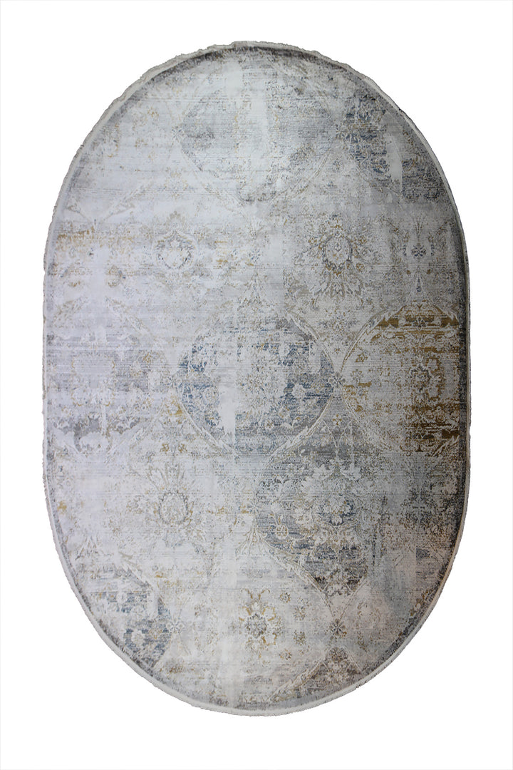 Turkish Modern Festival WD Oval Rug  - 9.1 x 12.4 FT - Cream -  Luxurious Woven Masterpiece 50% Off!