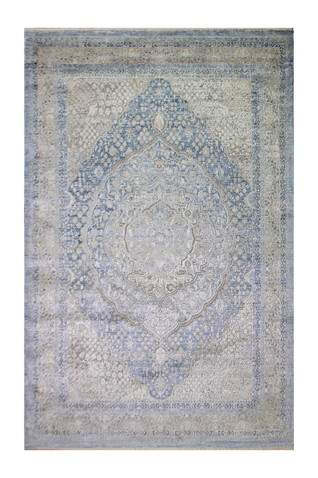 Turkish Modern  Festival Viscos Rug - 4.9 x 7.9 FT - Blue - Superior Comfort, Modern Style Accent Rugs