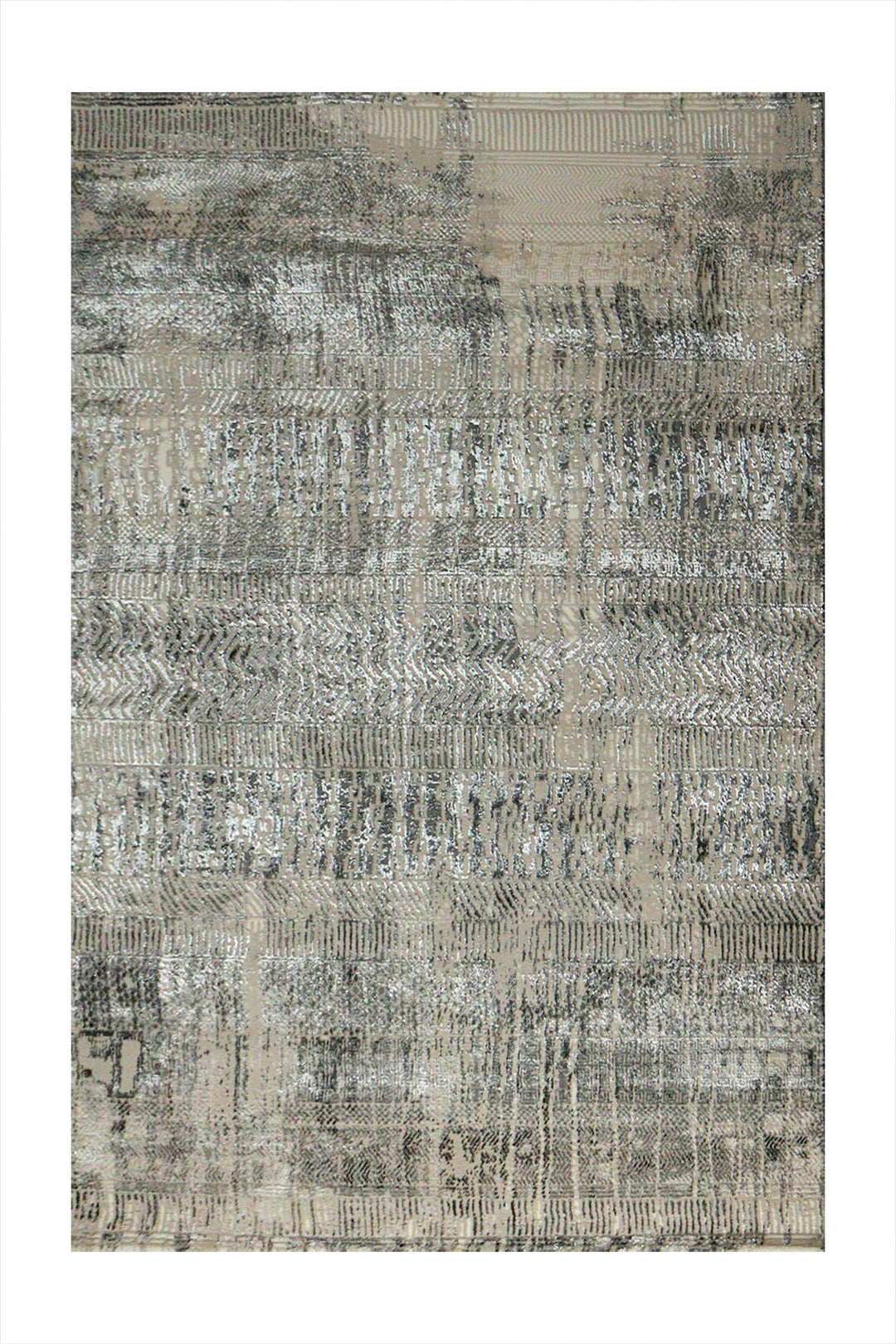 Turkish Matrix Rug - 3.9 x 5.5 FT - Gray - Contemporary Abstract Elegance with Premium Quality