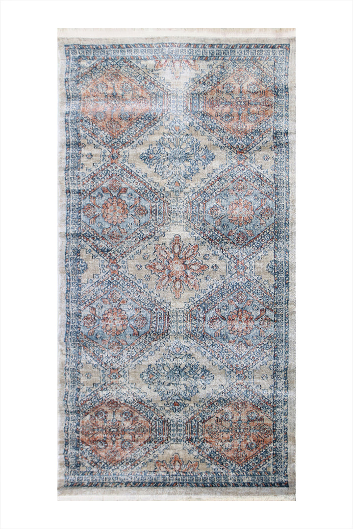 Turkish Modern  Festival Wd Rug  - 2.6 x 3.9 FT - Blue -  Luxurious Woven Masterpiece 50% Off!