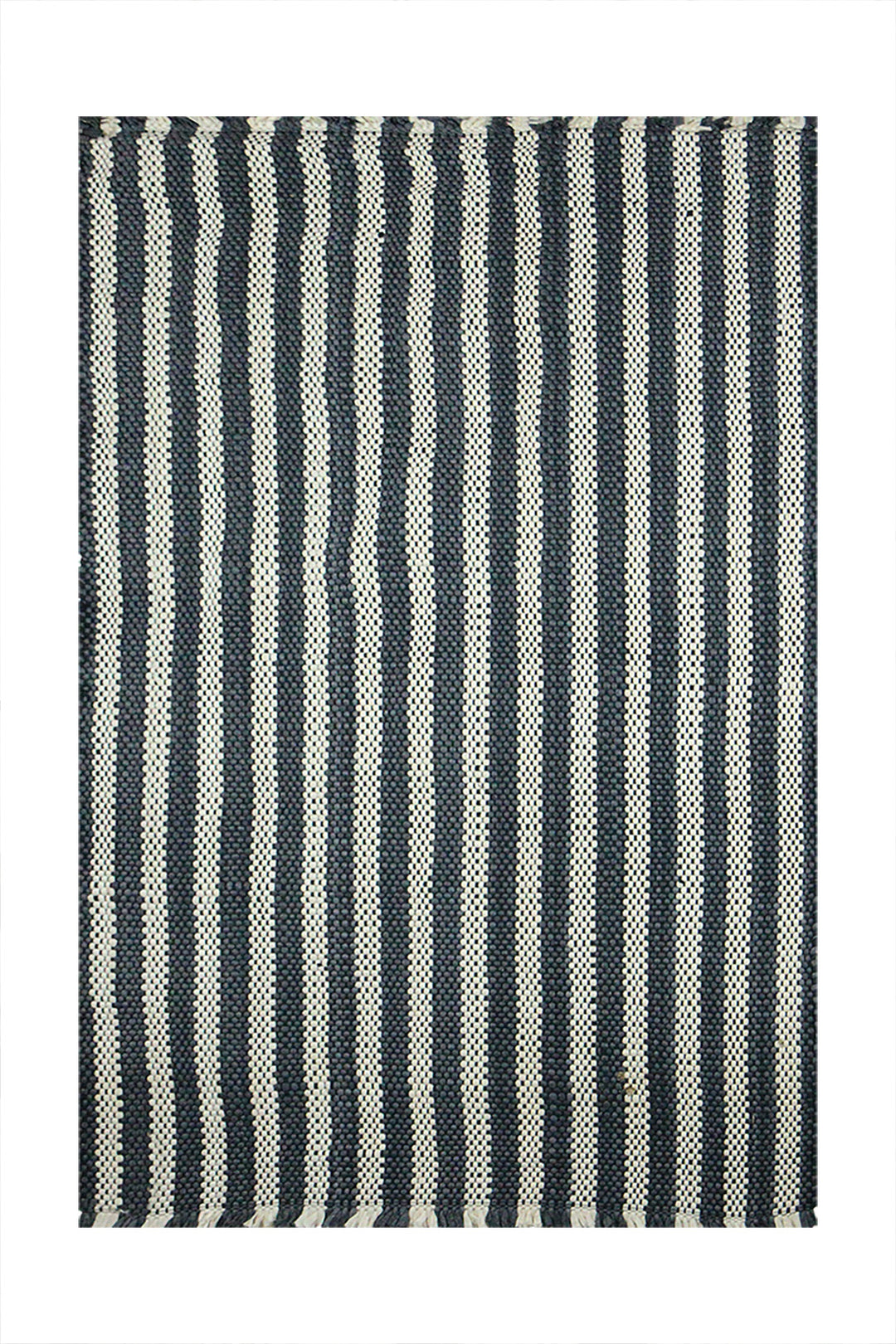 Hand Woven Modern Khaddi Rug - 2.9 x 5.0 FT -  Gray and White