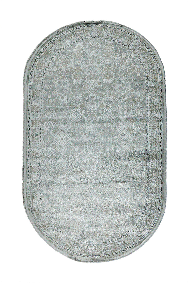 Turkish Modern Festival Oval Rug - 5.2 x 9.5 FT - Sleek and Minimalist for Chic Interiors