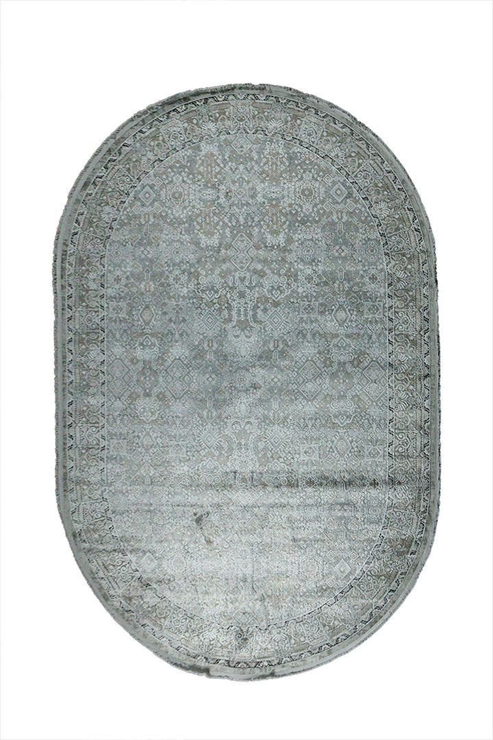 Turkish Modern Festival Oval Rug - 6.5 x 9.8 FT - Sleek and Minimalist for Chic Interiors