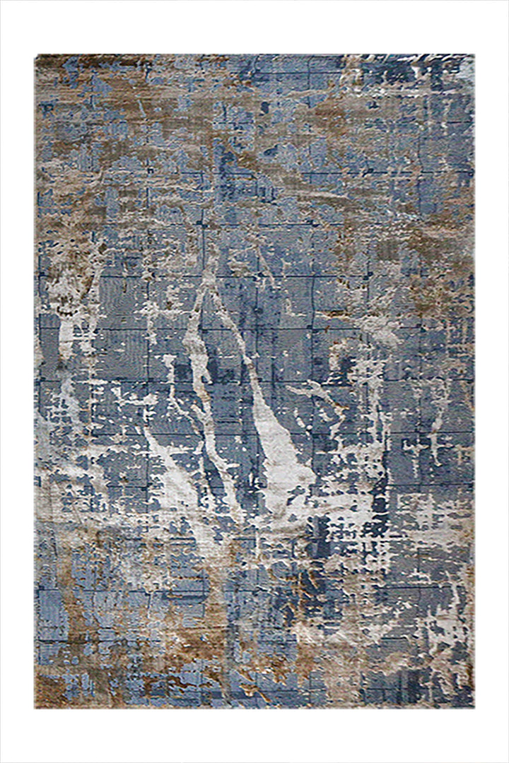 Turkish Modern Festival-1 Rug - 6.5 x 9.5 FT - Blue - Sleek and Minimalist for Chic Interiors