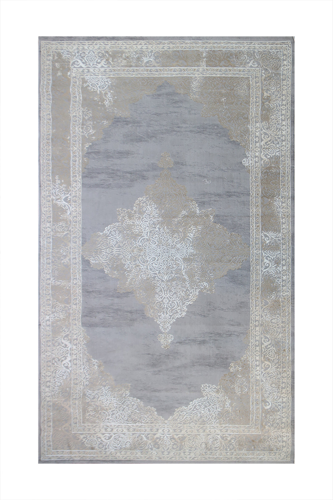 Turkish Modern  Festival Wd Rug  - 5.2 x 9.8 FT - Gray -  Luxurious Woven Masterpiece 50% Off!