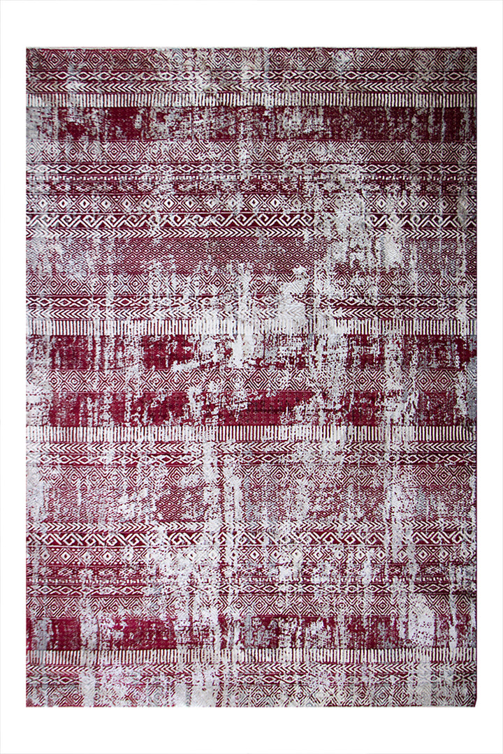 Turkish Matrix Rug - 6.5 x 9.5 FT - Red - Contemporary Abstract Elegance with Premium Quality