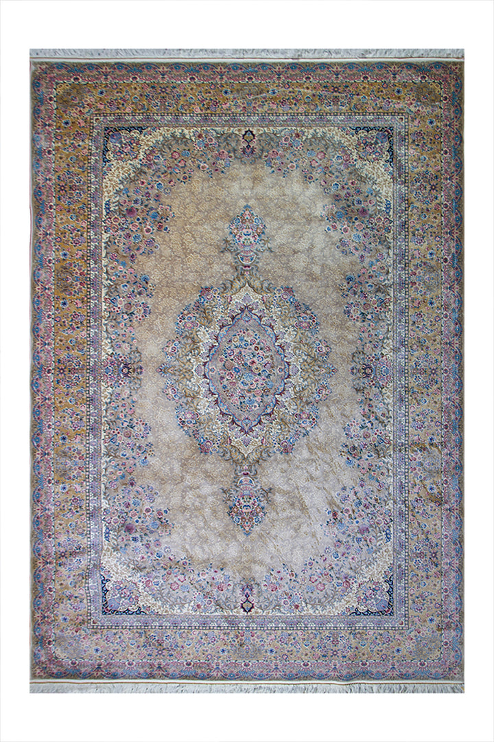 Turkish Premium Slik 1500  Rug - 6.5 x 9.8 FT - Beige - Resilient Construction for Long-Lasting Use