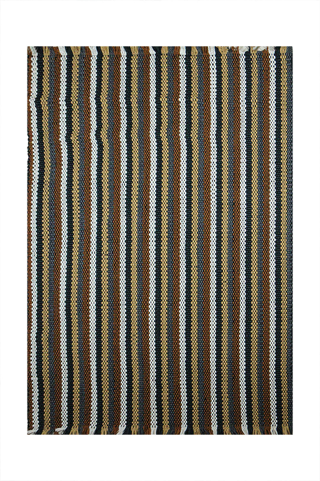 Hand Woven Modern Khaddi Rug - 3.9 x 5.9 FT - Brown and Gray