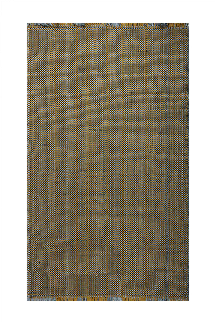 Hand Woven Modern Khaddi Rug - 2.9 x 5.0 FT - Gray and Yellow