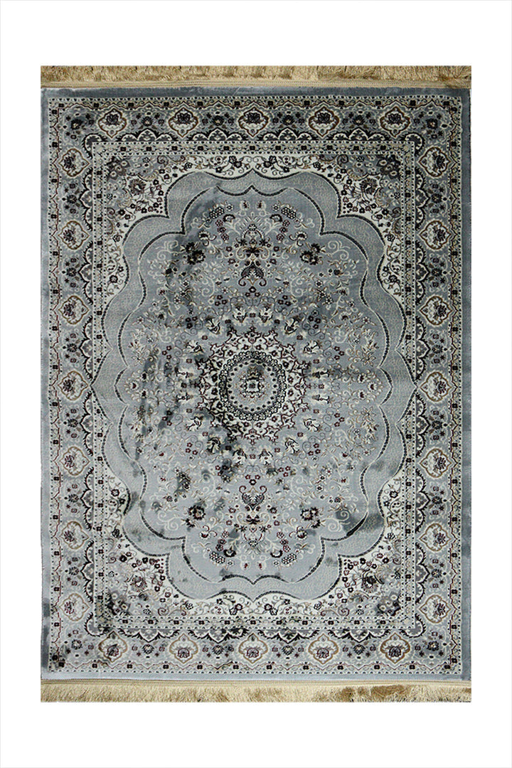 Classical Turkish Topaz Rug - 3.9 x 5.5 FT - L Gray - Resilient Construction for Long-Lasting Use