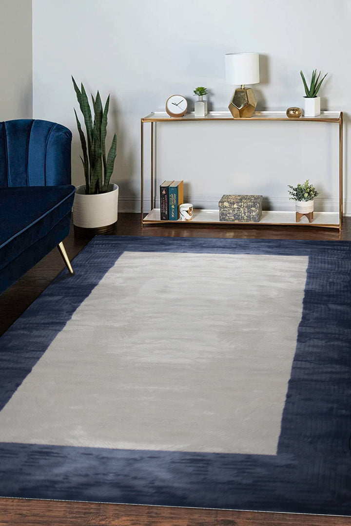 Turkish Modern  Festival WD Rug - White and Blue - 5.4 x 9.5 FT - Superior Comfort, Modern Style Accent Rug