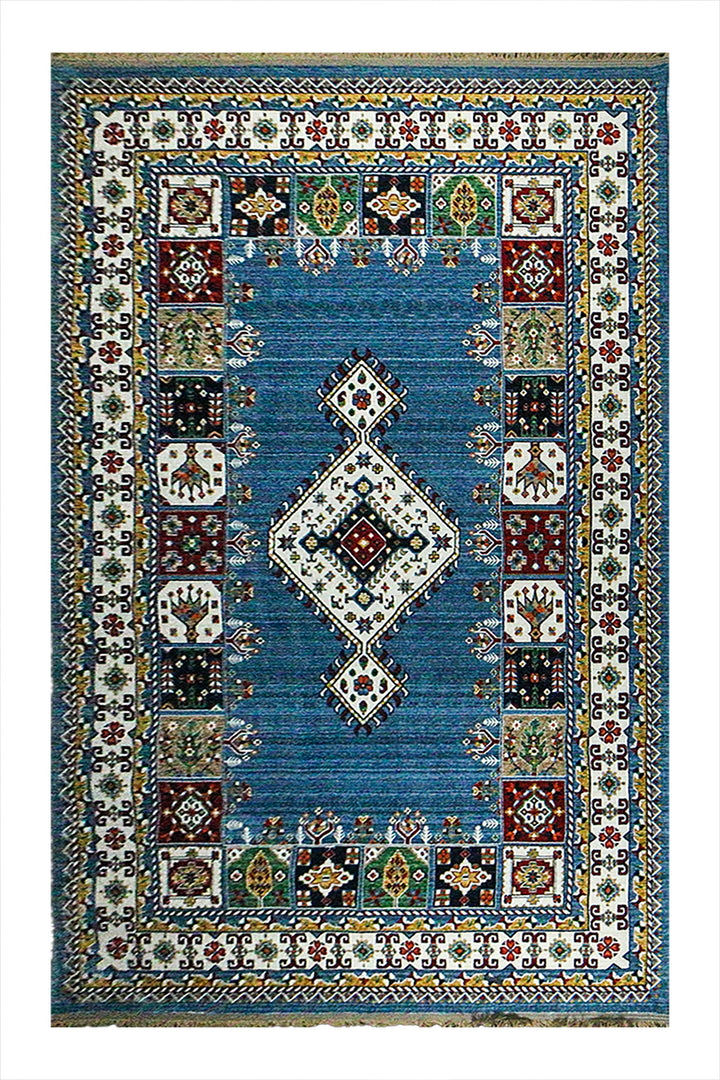 Iranian Rhyton Rugs-Wd Rug - 6.5 x 9.8 FT - Blue - Resilient Construction for Long-Lasting Use