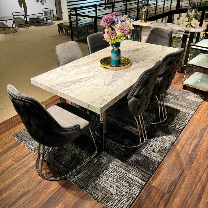 Turkish Dining Table with Fabric Chairs, (Dining Table + 6 Chairs)