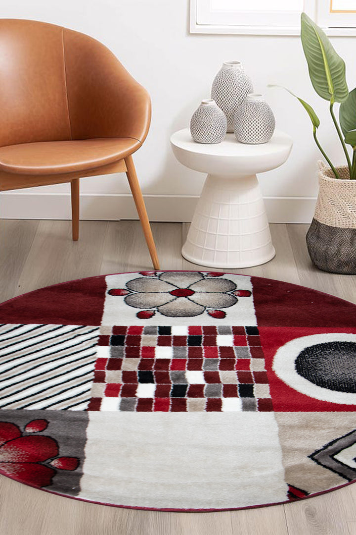 Turkish Modern  Festival WD Rug - Red - 3.9 x 3.9 FT - Superior Comfort, Modern Style Accent Rug