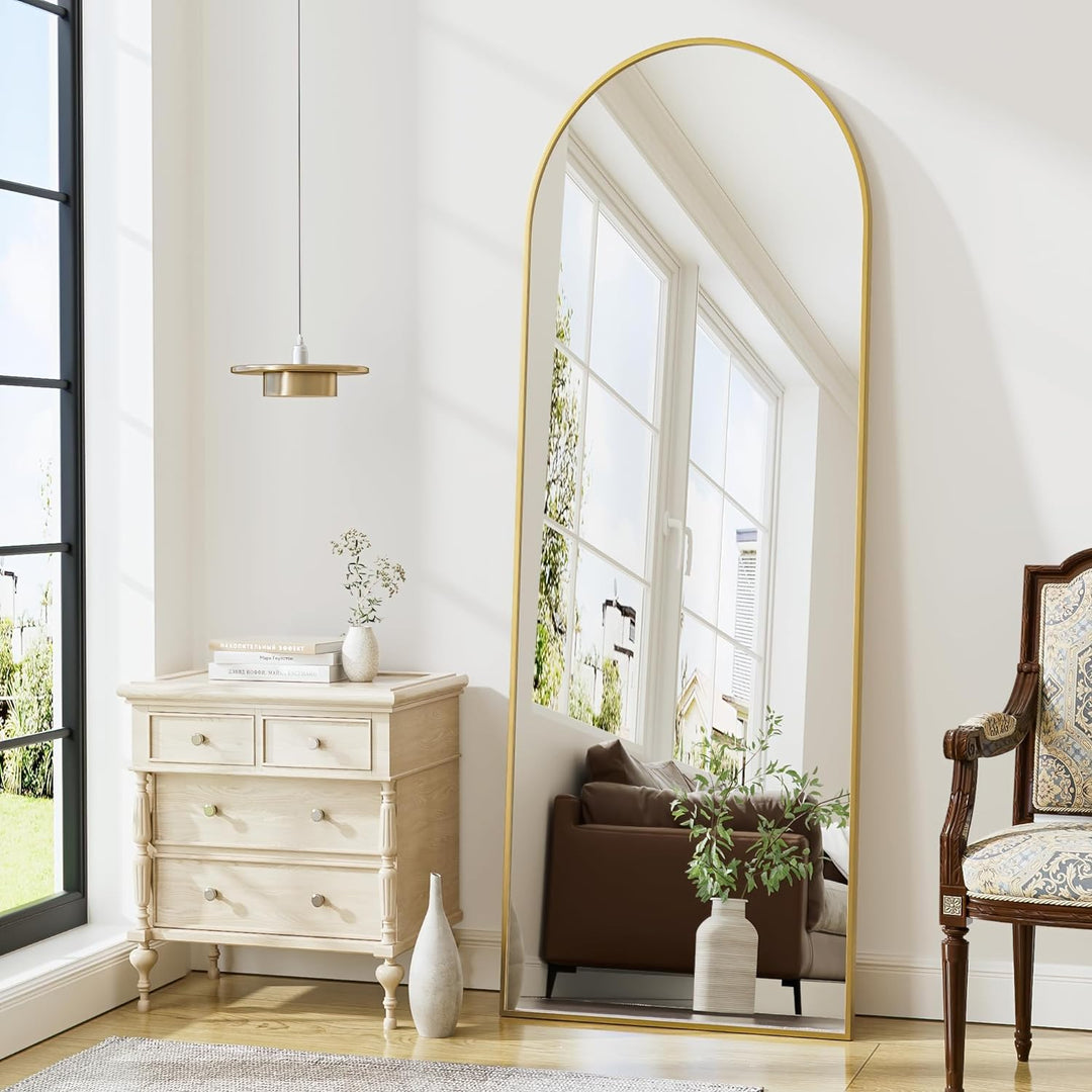 Full Length Luxe U Mirror - Gold -  Large Bedroom Mirror, Leaning Against Wall