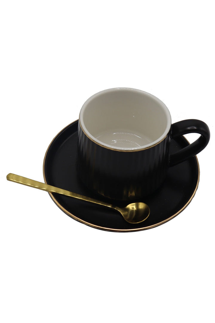 Ceramic Mug With Saucer Black - V Surfaces