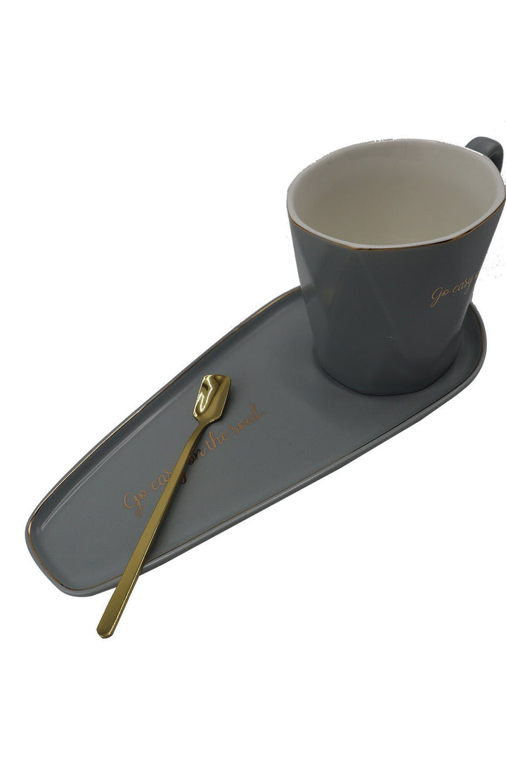 Ceramic Mug With Tray Gray - V Surfaces