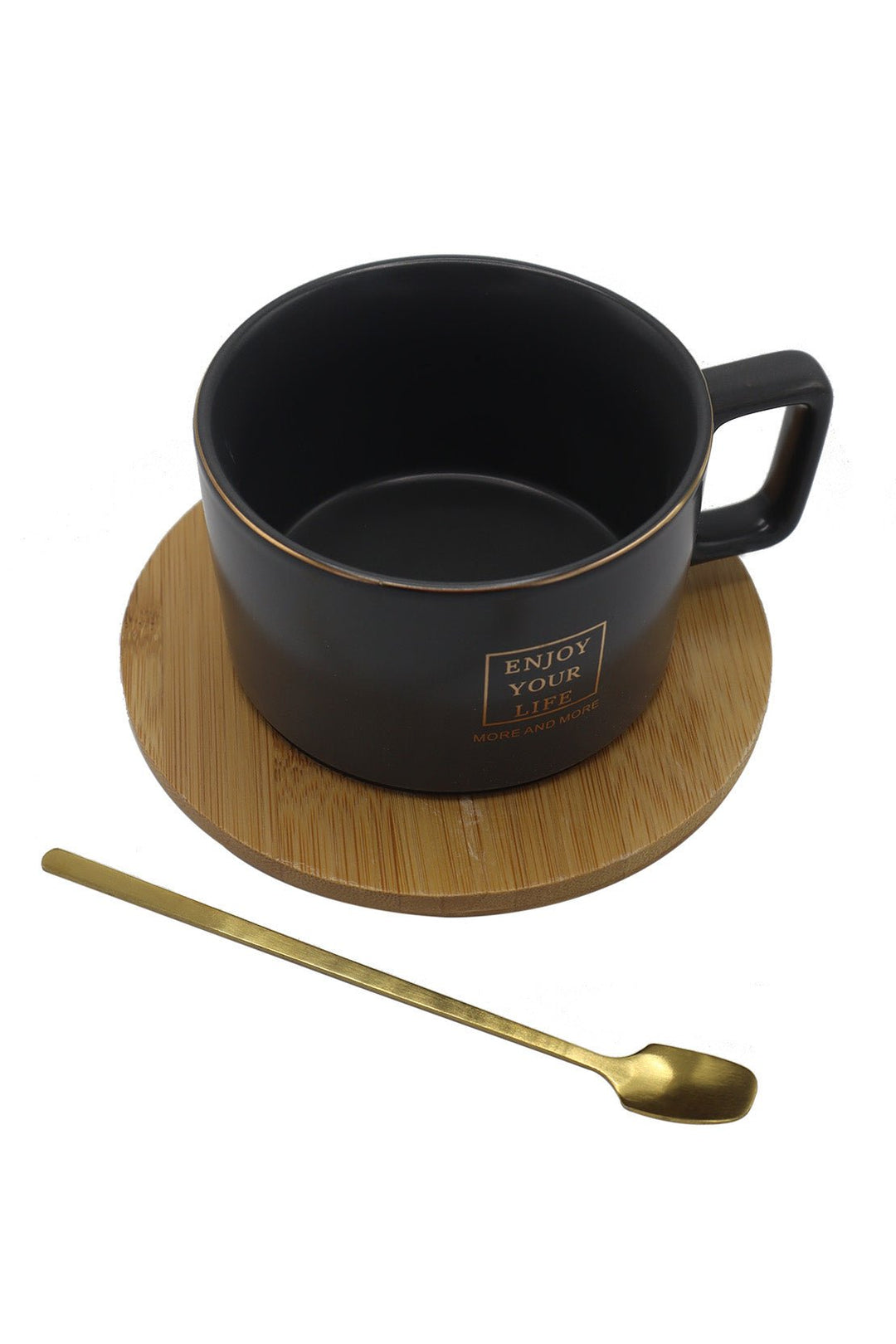 Ceramic Mug With Wooden Tray Black - V Surfaces