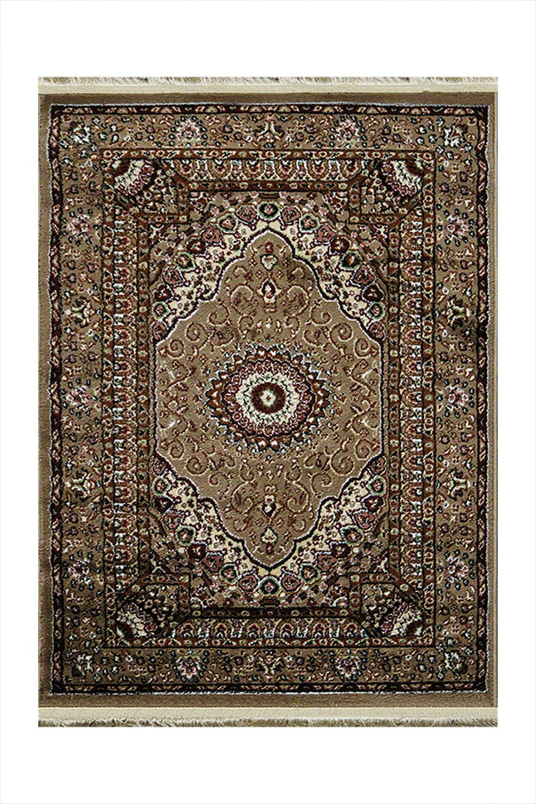 Classical and Traditional Design - 3.2 x 4.9 FT - Brown - Kirman Rug - Superior Elegant Rug for Living Room - V Surfaces