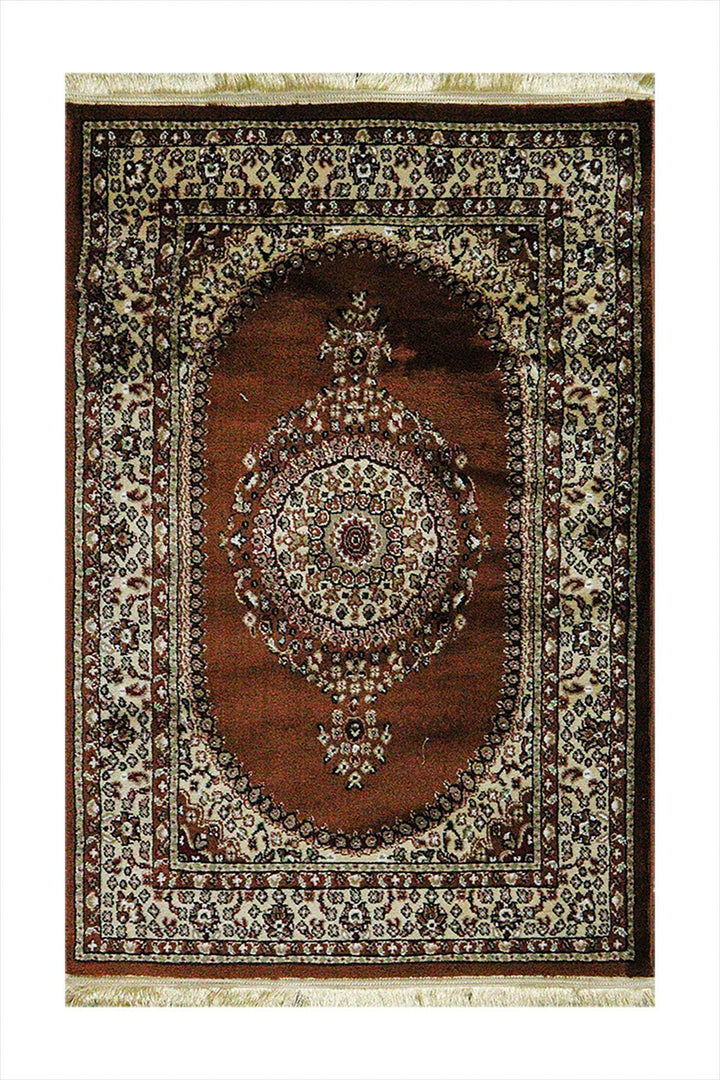 Classical and Traditional Design - 3.2 x 4.9 FT - Brown - Kirman Rug - Superior Elegant Rug for Living Room - V Surfaces