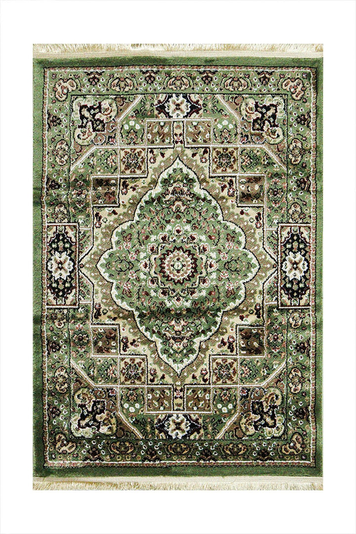 Classical and Traditional Design - 3.2 x 4.9 FT - Green - Kirman Rug - Superior Elegant Rug for Living Room - V Surfaces