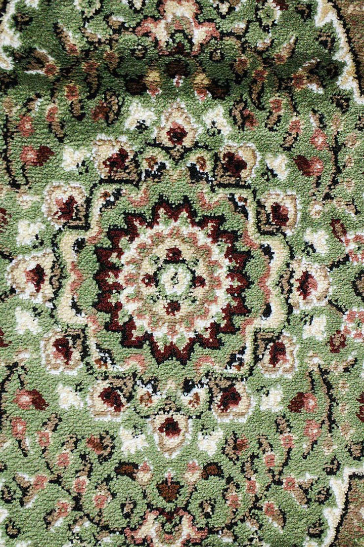 Classical and Traditional Design - 3.2 x 4.9 FT - Green - Kirman Rug - Superior Elegant Rug for Living Room - V Surfaces