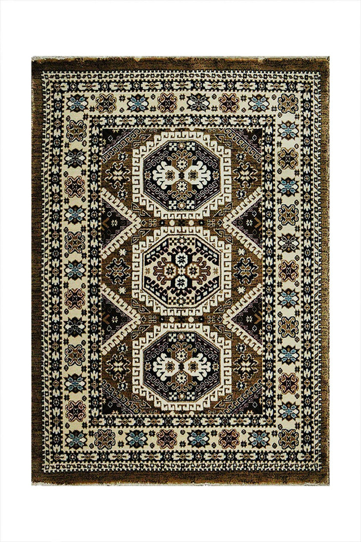 Classical and Traditional Design - 3.9 x 5.5 FT - Brown and Cream - Kazak Rug - Superior Elegant Rug for Living Room - V Surfaces