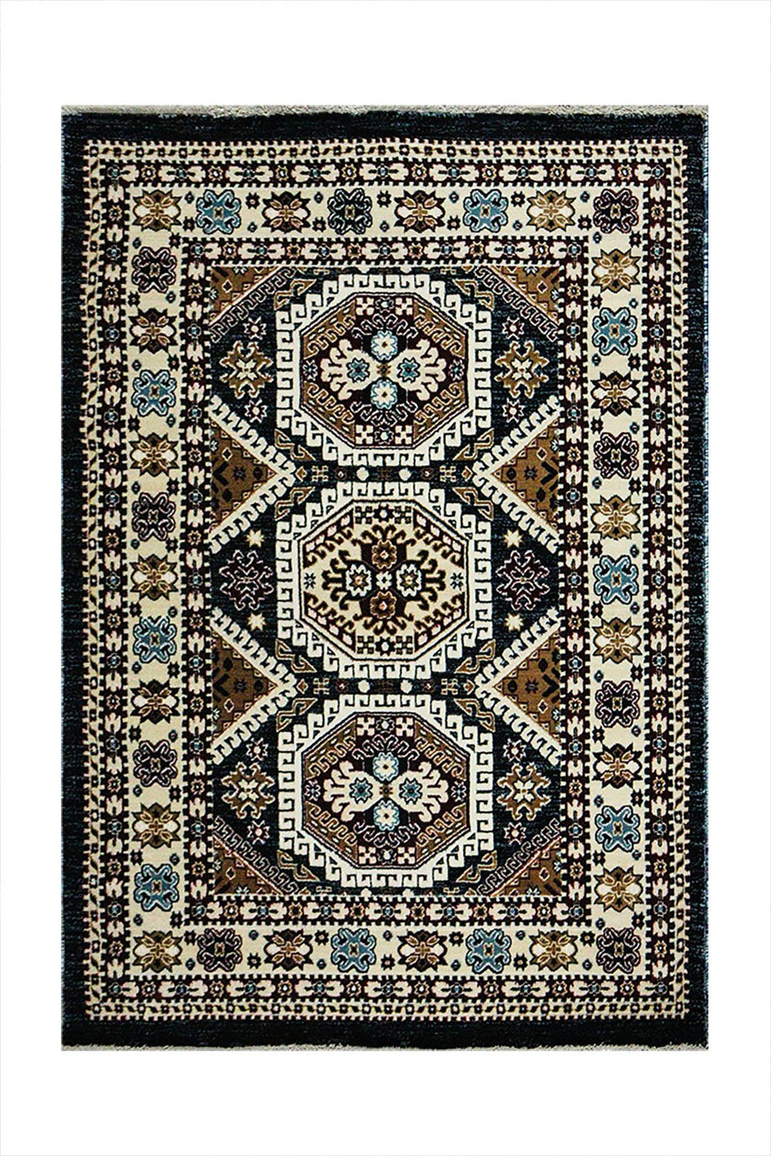 Classical and Traditional Design - 3.9 x 5.5 FT - Brown - Kazak Rug - Superior Elegant Rug for Living Room - V Surfaces