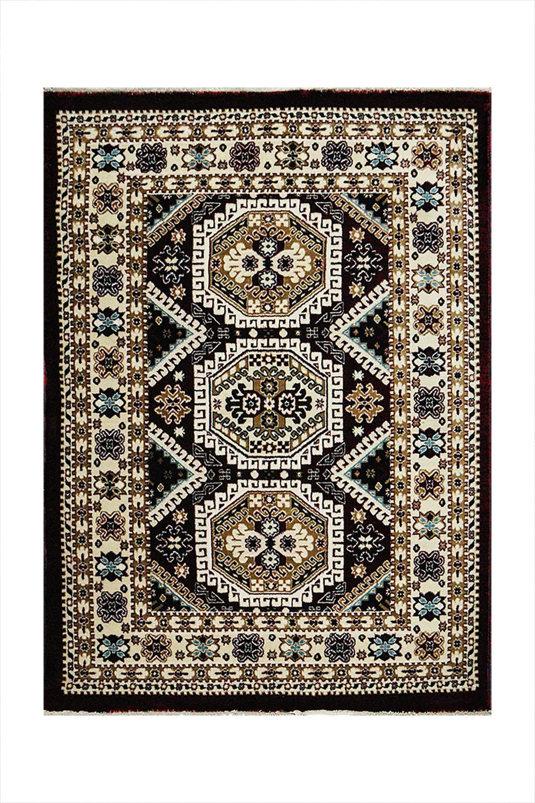 Classical and Traditional Design - 3.9 x 5.5 FT - Red and Cream - Kazak Rug - Superior Elegant Rug for Living Room - V Surfaces