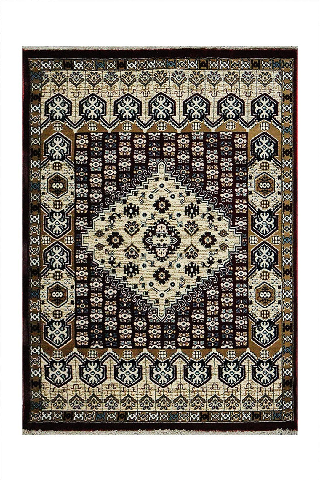 Classical and Traditional Design - 3.9 x 5.5 FT - Red and Cream - Kazak Rug - Superior Elegant Rug for Living Room - V Surfaces