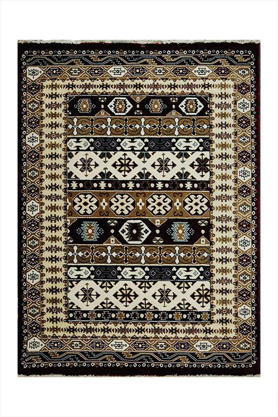 Classical and Traditional Design - 3.9 x 5.5 FT - Red and Cream - Kazak Rug - Superior Elegant Rug for Living Room - V Surfaces