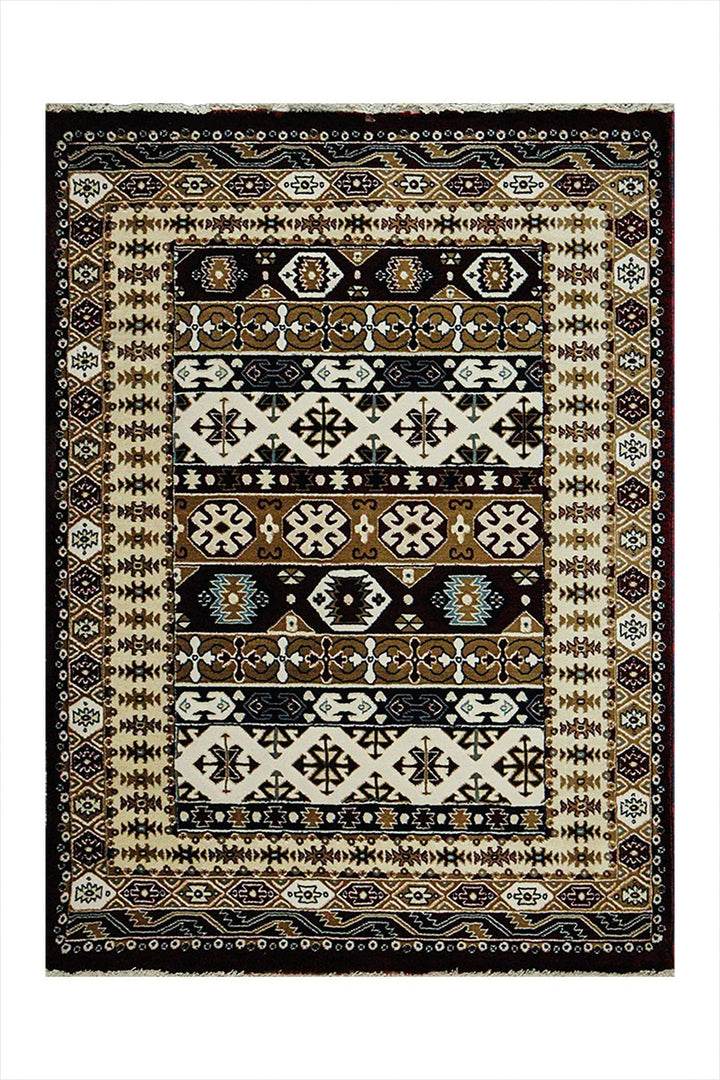 Classical and Traditional Design - 3.9 x 5.5 FT - Red and Cream - Kazak Rug - Superior Elegant Rug for Living Room - V Surfaces