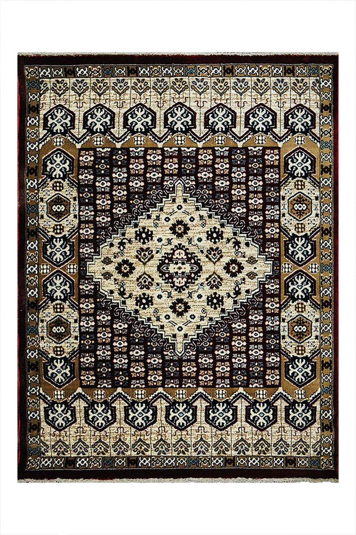 Classical and Traditional Design - 3.9 x 5.5 FT - Red and Cream - Kazak Rug - Superior Elegant Rug for Living Room - V Surfaces