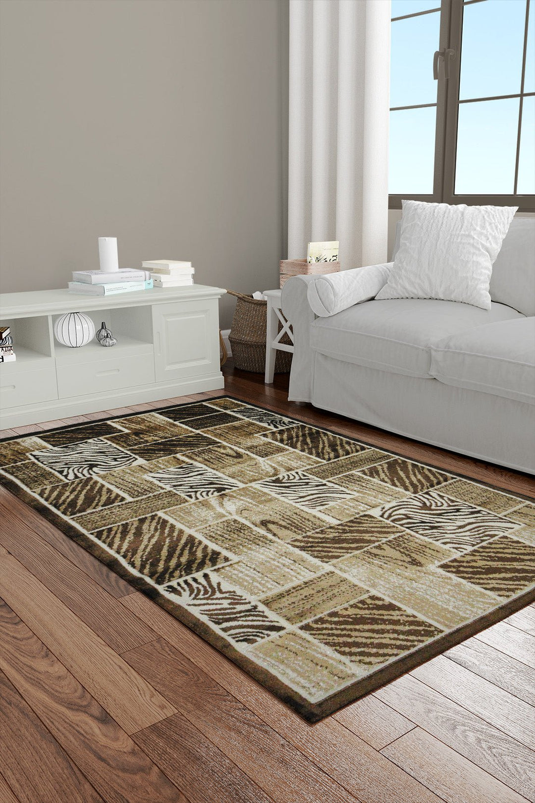 Classical and Traditional Design - 4.1 x 5.5 FT - Brown - Indigo Rug - Superior Elegant Rug for Living Room - V Surfaces