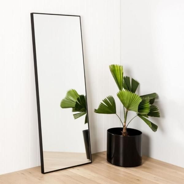 Full Length Luxe Straight Mirror - Black - Large Bedroom Mirror, Leaning Against Wall - V Surfaces