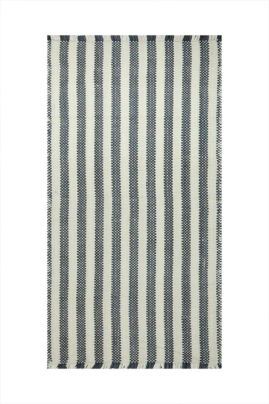 Hand Woven Modern Khaddi Rug - 1.9 x 5.9 FT - Gray and White - V Surfaces