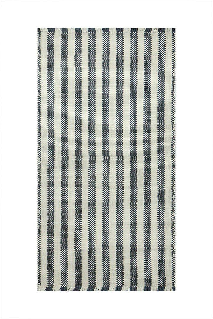 Hand Woven Modern Khaddi Rug - 1.9 x 5.9 FT - Gray and White - V Surfaces