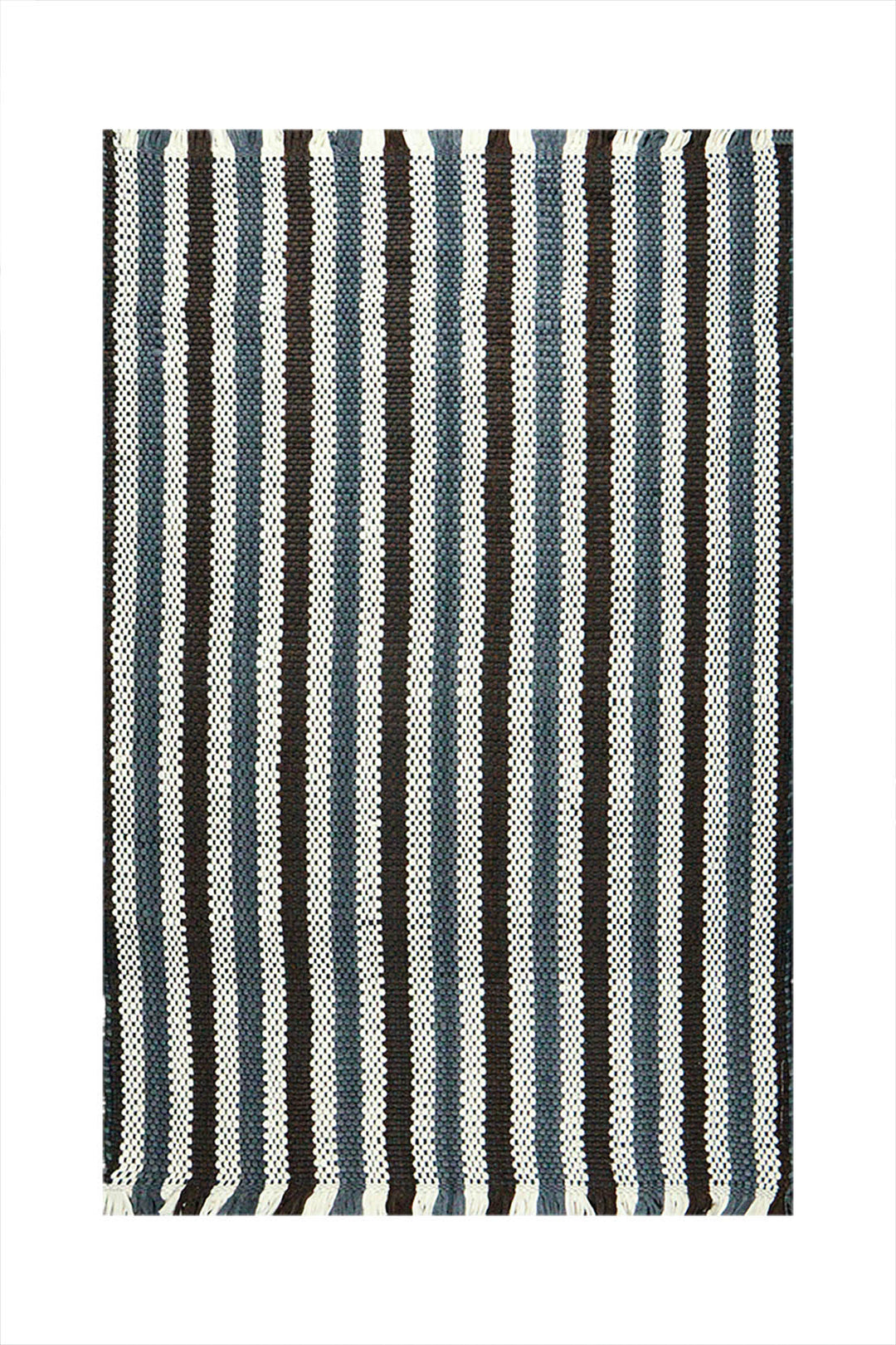 Hand Woven Modern Khaddi Rug - 2.9 x 5.0 FT - Brown and White - V Surfaces