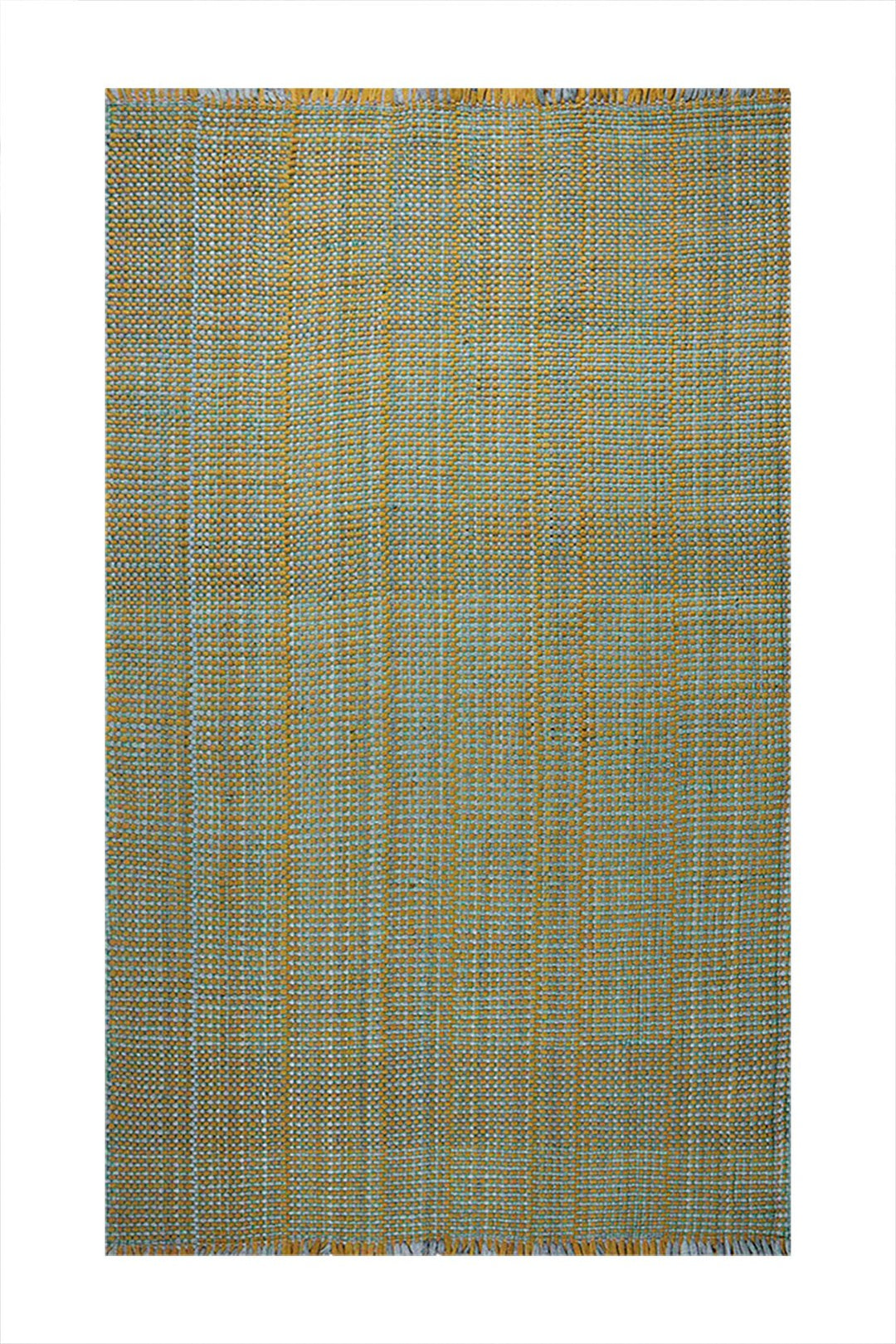 Hand Woven Modern Khaddi Rug - 2.9 x 5.0 FT - Gray and Yellow - V Surfaces