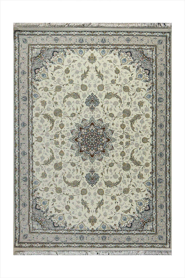 Iranian Premium Quality Authentic 1500 Rug - 3.9 x 5.5 FT - Cream - Resilient Construction for Long-Lasting Use - V Surfaces