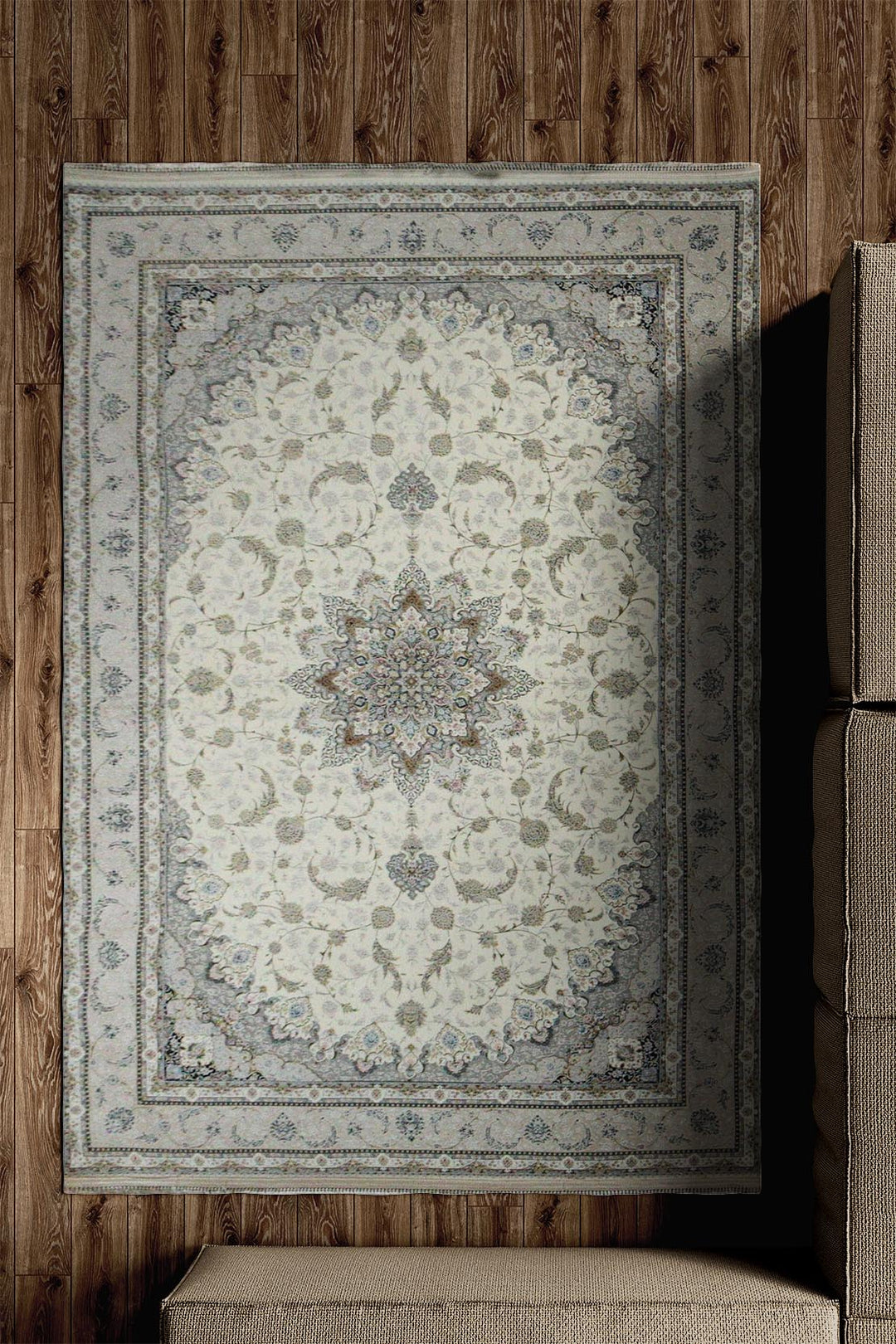 Iranian Premium Quality Authentic 1500 Rug - 4.9 x 7.3 FT - Beige - Resilient Construction for Long-Lasting Use - V Surfaces