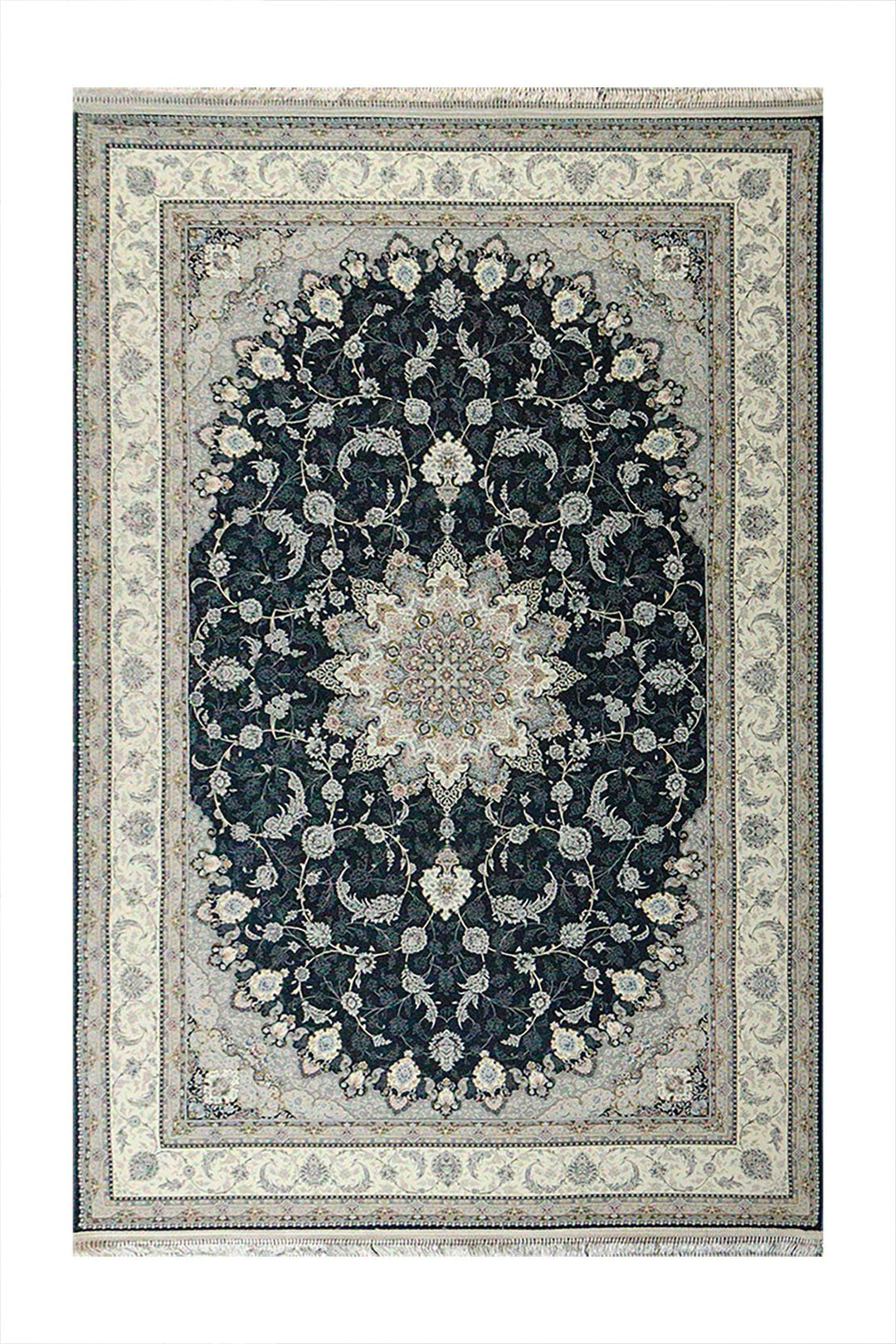 Iranian Premium Quality Authentic 1500 Rug - 4.9 x 7.3 FT - Gray - Resilient Construction for Long-Lasting Use - V Surfaces